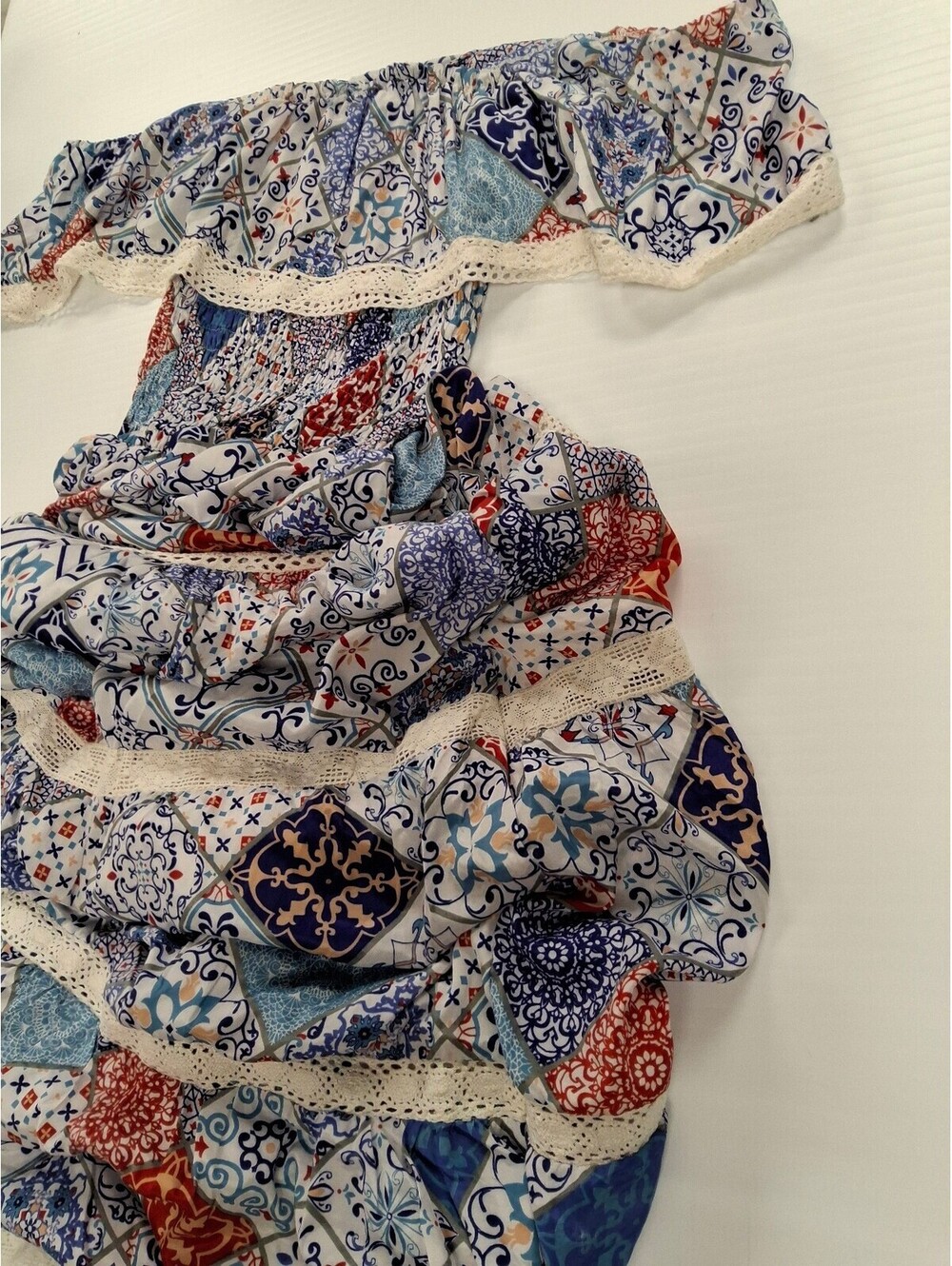 Tipsy Gypsy by Cristina Franco Bohemian Off-Shoulder Maxi Dress Size M/L - Picture 5 of 6